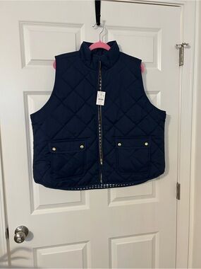 J. Crew Kids Quilted Navy Vest with Gold Hardware NWT